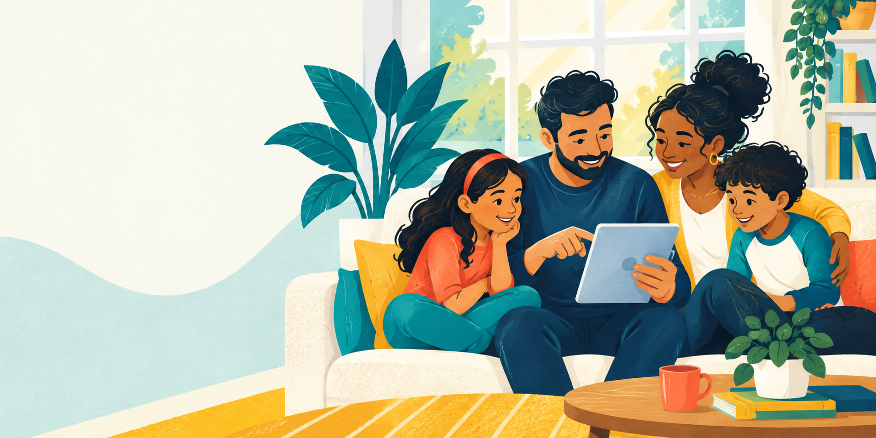 A family learning healthy technology habits together